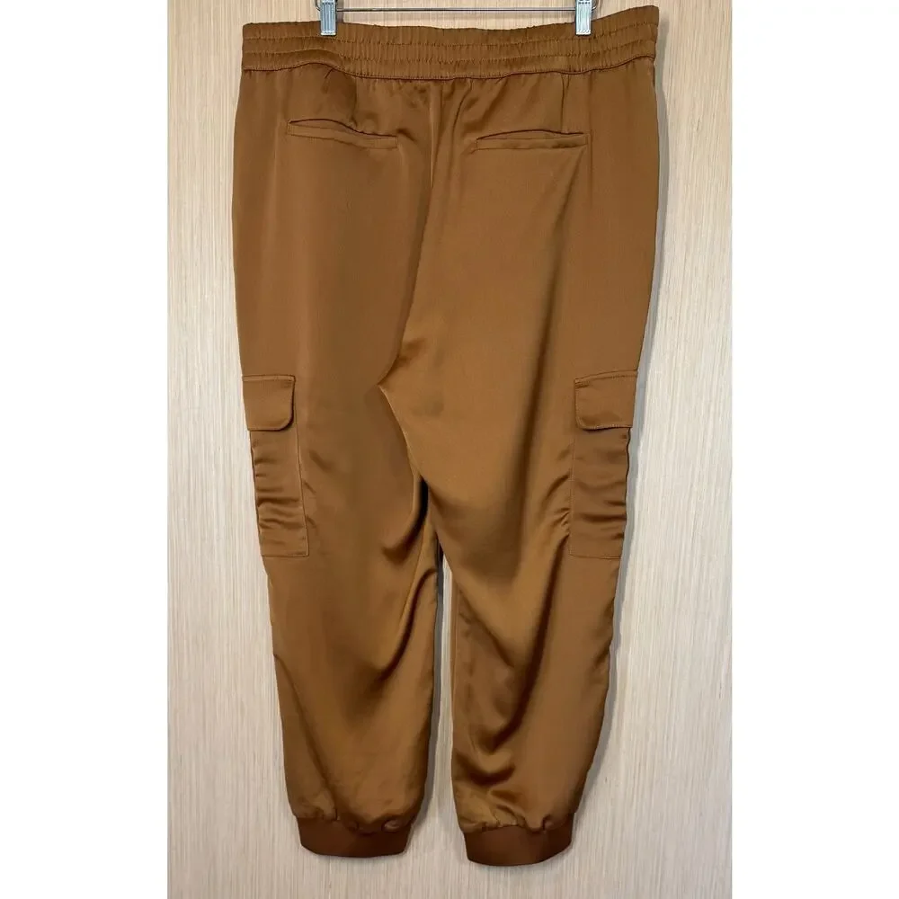 Banana Republic Satin Finish Cargo Jogger Pants Womens Size XL Bronze Casual - Picture 5 of 12